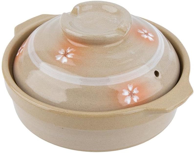 DAISO Japanese Pattern Earthenware Pot - 19 cm Beige & White Ceramic Cooking Pot - Image 3